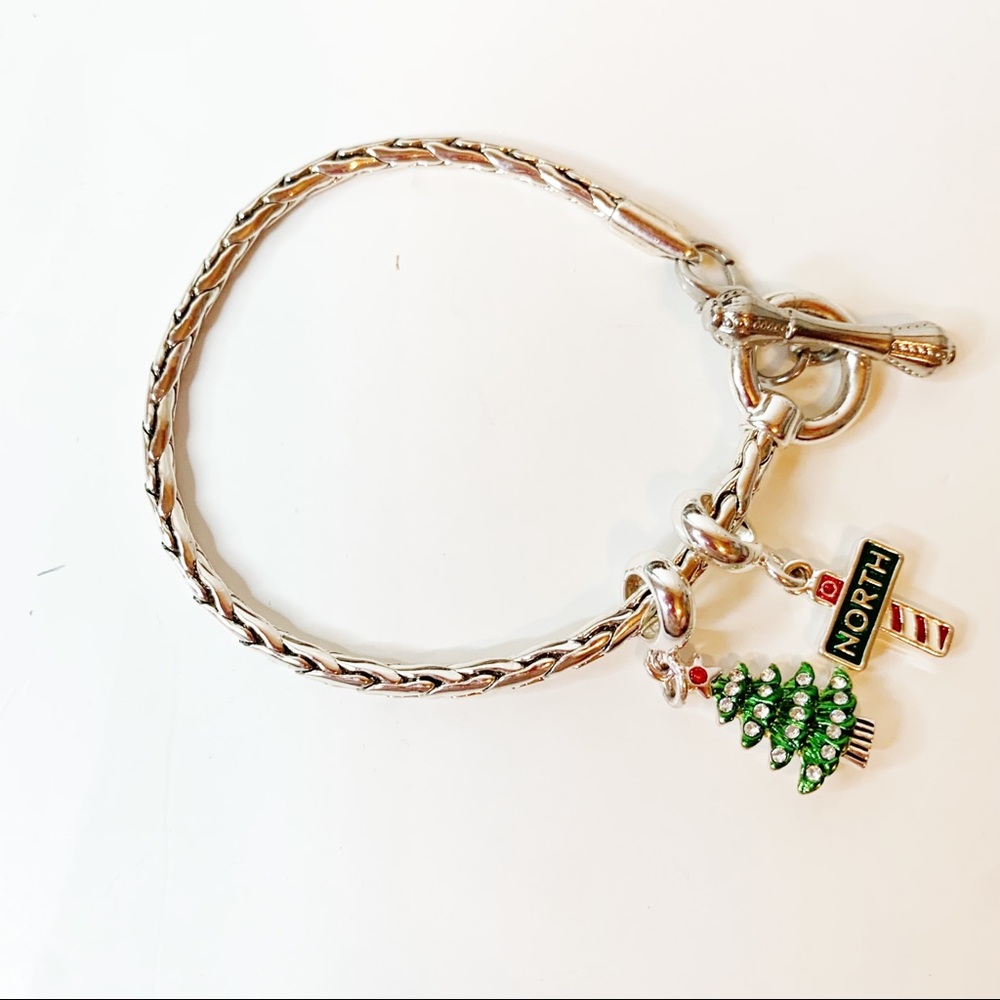 Christmas Silver Toned Charm Fashion Bracelet